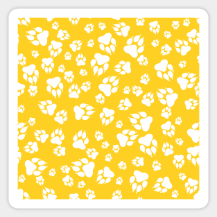 Tiger Paw Prints Pattern White on Gold Digital Design Sticker